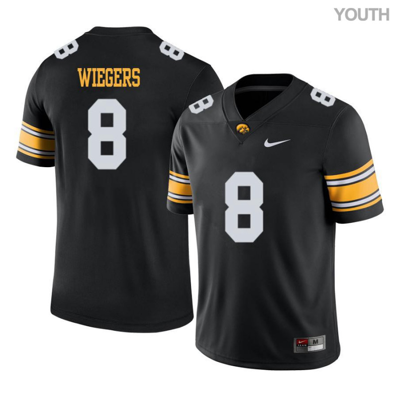 Youth Iowa Hawkeyes NCAA #8 Tyler Wiegers Black Authentic Nike Alumni Stitched College Football Jersey TR34S18GR